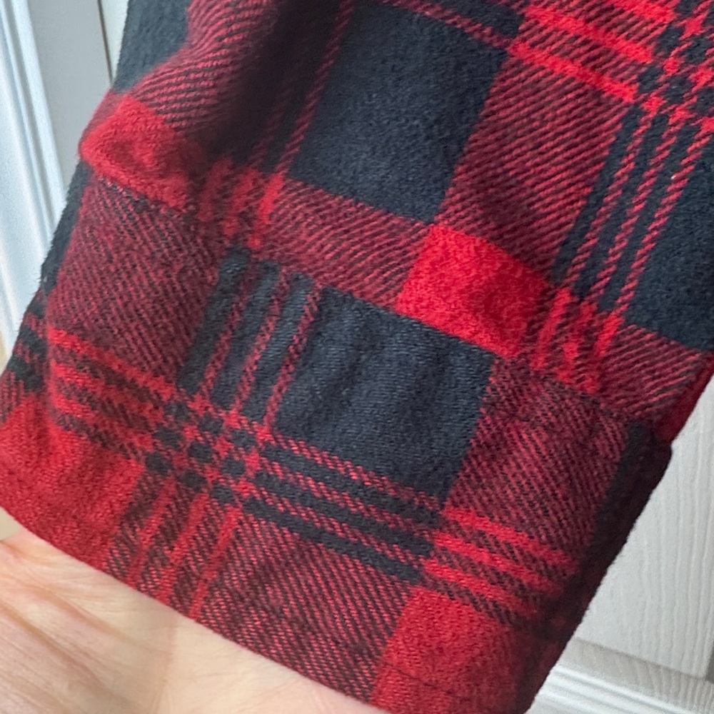 Vintage Polo Jeans Company Red and Black Plaid Men's Shirt - Picture 4 of 13